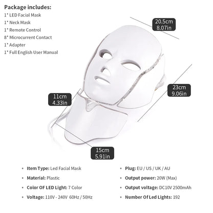 LED Light Photon Face and Neck Mask